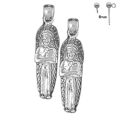 Sterling Silver 30mm Indian Earrings (White or Yellow Gold Plated)