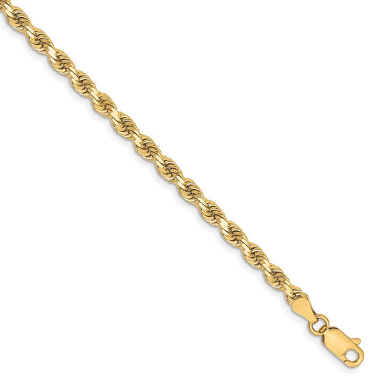 10K Yellow Gold 3.25mm Diamond-cut Rope Chain