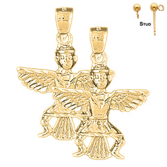 14K or 18K Gold 28mm Indian Symbols Earrings