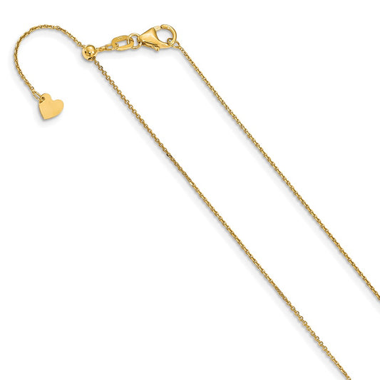 10K Yellow Gold Adjustable 1mm Diamond-cut Cable Chain