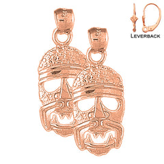 14K or 18K Gold 32mm Indian Symbols Earrings