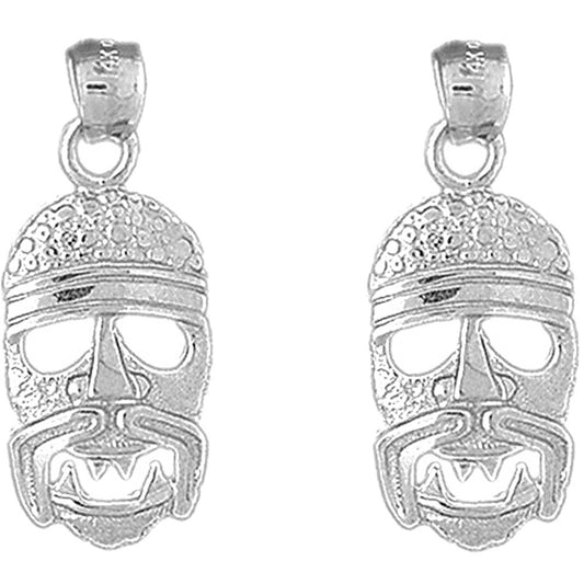 Sterling Silver 32mm Indian Symbols Earrings