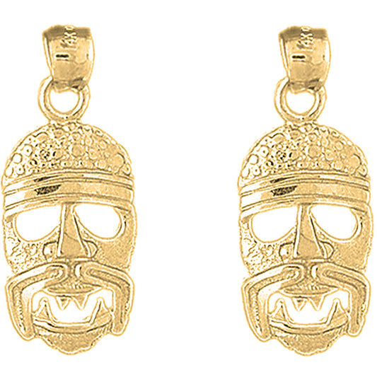 Yellow Gold-plated Silver 32mm Indian Symbols Earrings