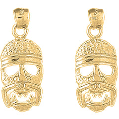 Yellow Gold-plated Silver 32mm Indian Symbols Earrings