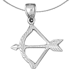 Sterling Silver Bow And Arrow Pendant (Rhodium or Yellow Gold-plated)