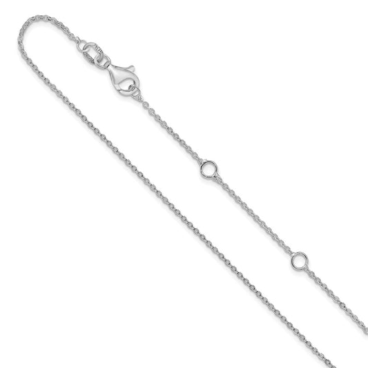 10K White Gold 1.2mm Flat Cable 1in+1in Adjustable Chain