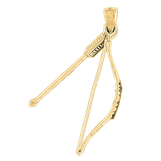 Yellow Gold-plated Silver 3D Bow And Arrow Pendant
