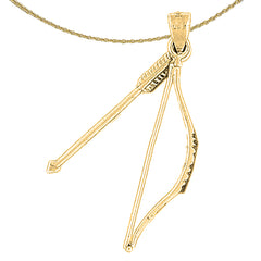 Sterling Silver 3D Bow And Arrow Pendant (Rhodium or Yellow Gold-plated)