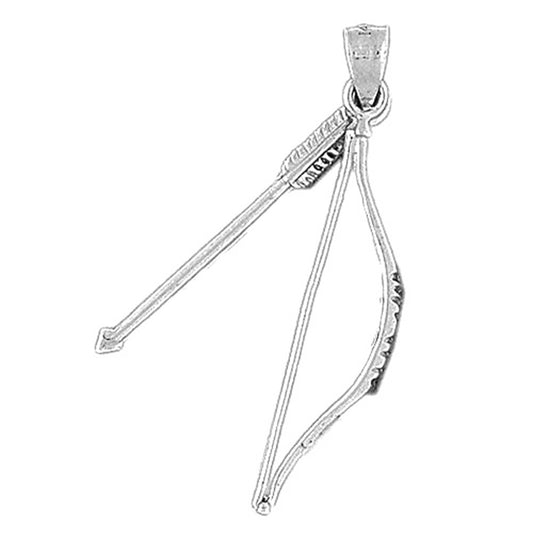 Sterling Silver 3D Bow And Arrow Pendant