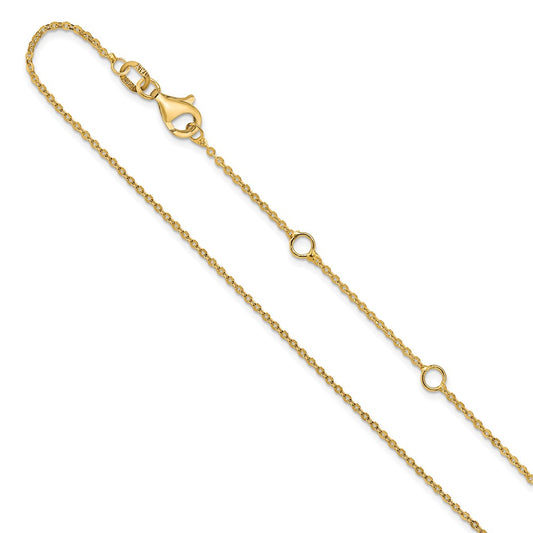 10K Yellow Gold 1.2mm Flat Cable 1in+1in Adjustable Chain