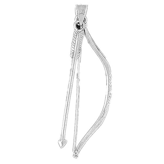 Sterling Silver 3D Bow And Arrow Pendant