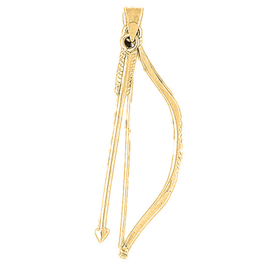 Yellow Gold-plated Silver 3D Bow And Arrow Pendant