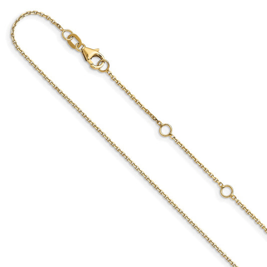 10K Yellow Gold Yellow Gold 1.05mm Diamond-cut Cable 1in+1in Adjustable Chain