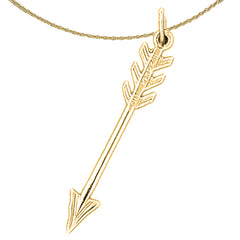 Sterling Silver Arrow Pendant (Rhodium or Yellow Gold-plated)