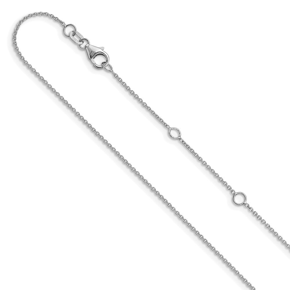 10K White Gold 1.1mm Round Cable 1in+1in Adjustable Chain
