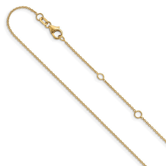 10K Yellow Gold 1.1mm Round Cable 1in+1in Adjustable Chain