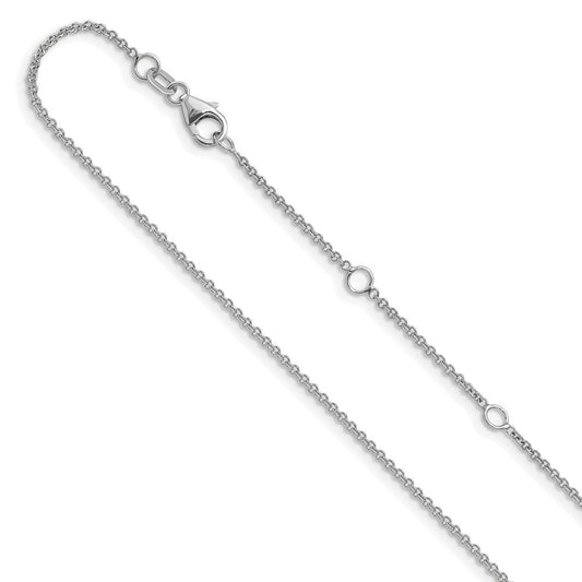 10K White Gold 1.4mm Round Cable 1in+1in Adjustable Chain