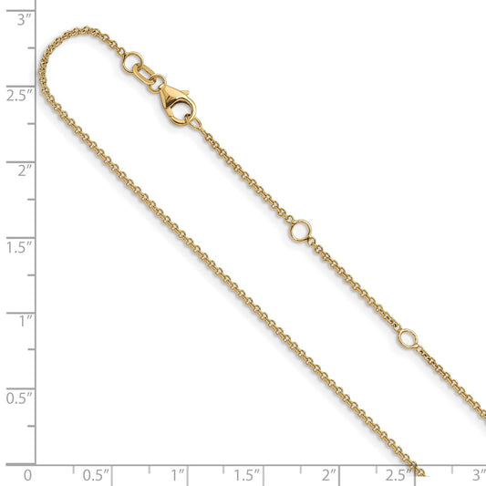 10K Yellow Gold 1.4mm Round Cable 1in+1in Adjustable Chain