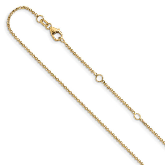 10K Yellow Gold 1.4mm Round Cable 1in+1in Adjustable Chain