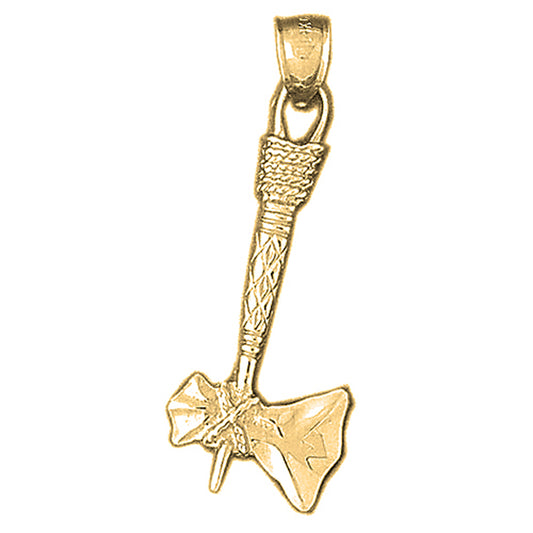 Yellow Gold-plated Silver 3D Ax Pendant