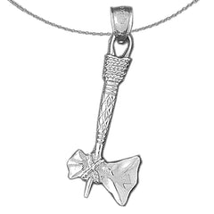 Sterling Silver 3D Ax Pendant (Rhodium or Yellow Gold-plated)