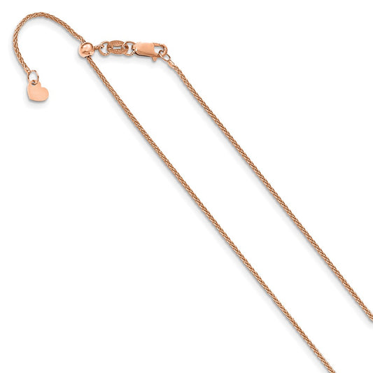 10K Rose Gold Adjustable 1mm Wheat Chain