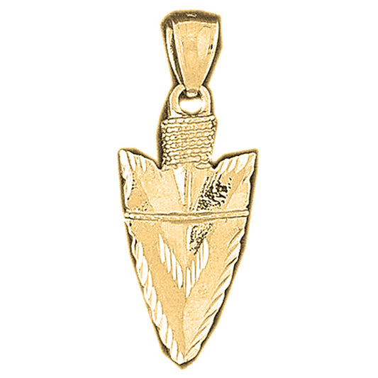 Yellow Gold-plated Silver 3D Arrowhead Pendant