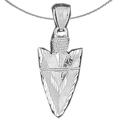 Sterling Silver 3D Arrowhead Pendant (Rhodium or Yellow Gold-plated)