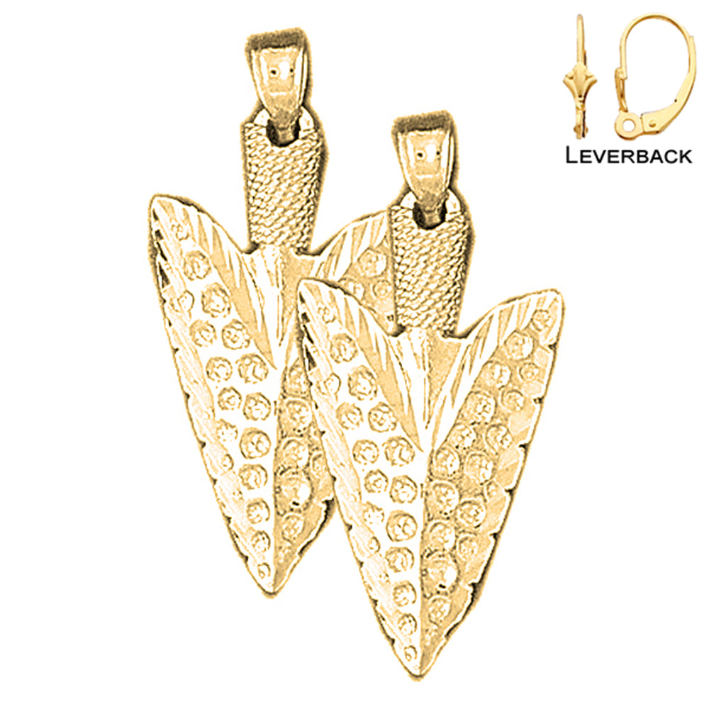 14K or 18K Gold 3D Arrowhead Earrings