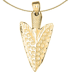 Sterling Silver 3D Arrowhead Pendant (Rhodium or Yellow Gold-plated)
