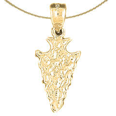 Sterling Silver Arrowhead Pendant (Rhodium or Yellow Gold-plated)