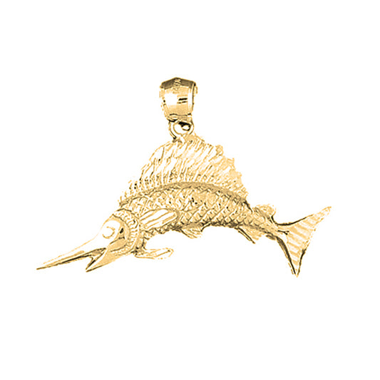 10K, 14K or 18K Gold Sailfish Pendant