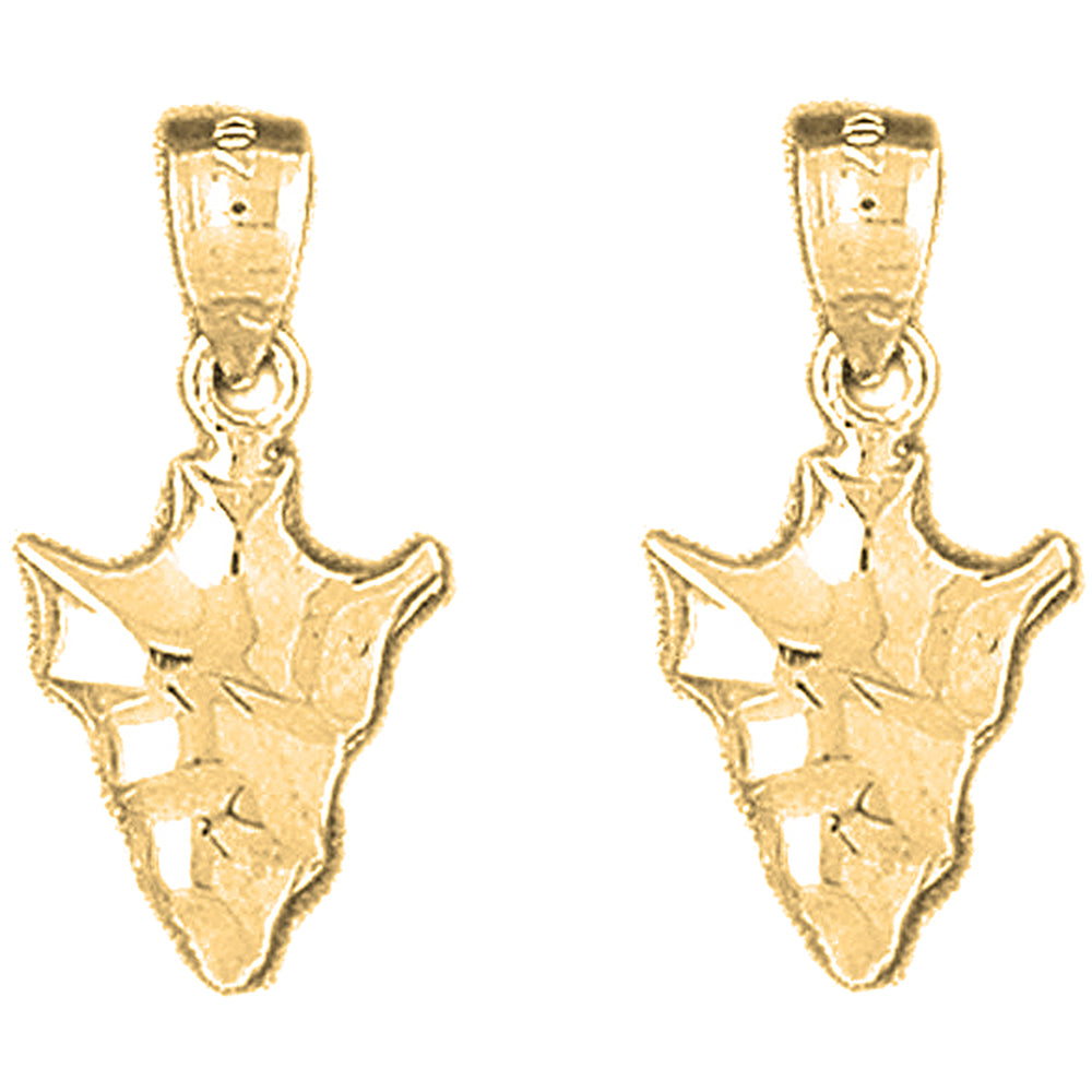 14K or 18K Gold 22mm Arrowhead Earrings