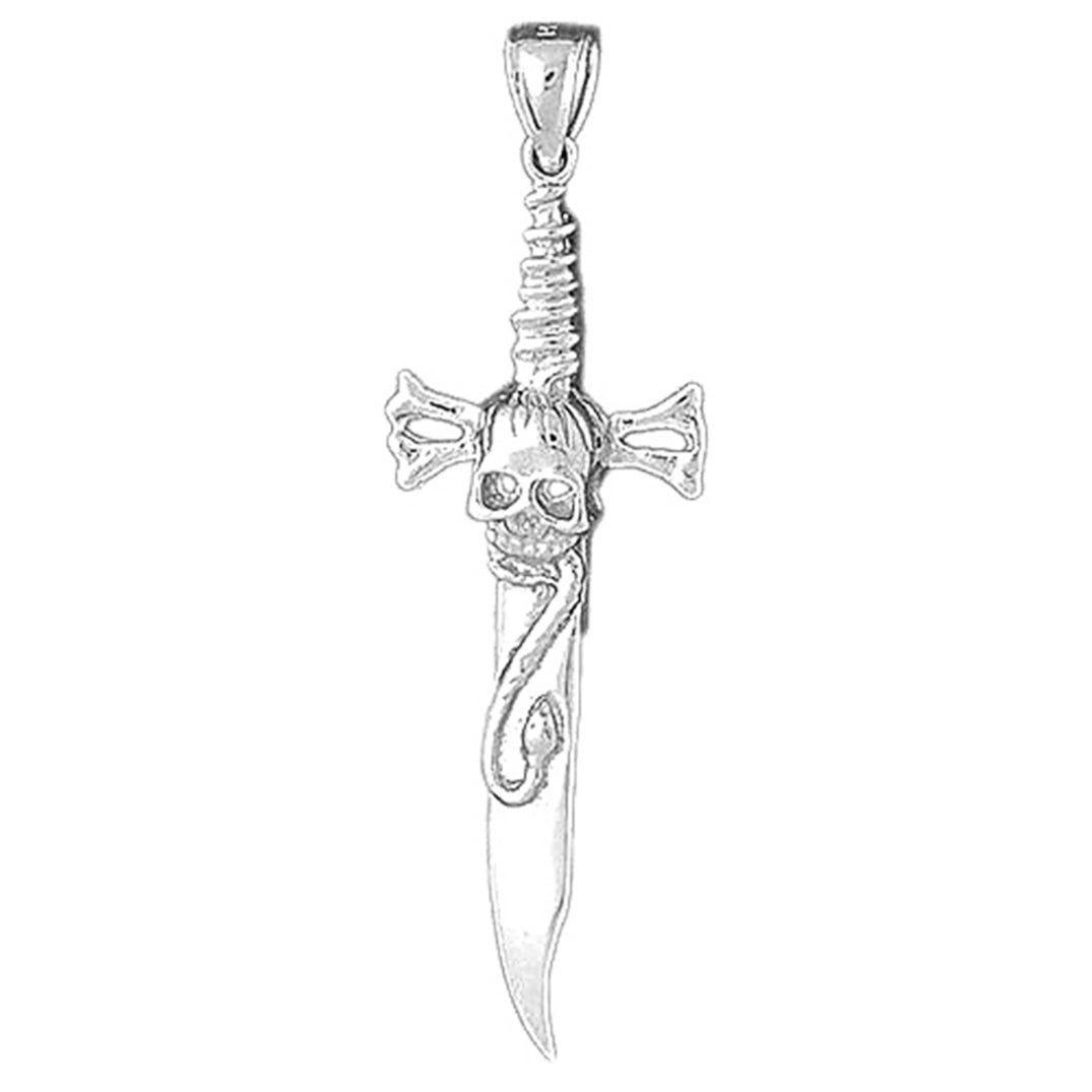 Sterling Silver Dagger With Skull Pendant