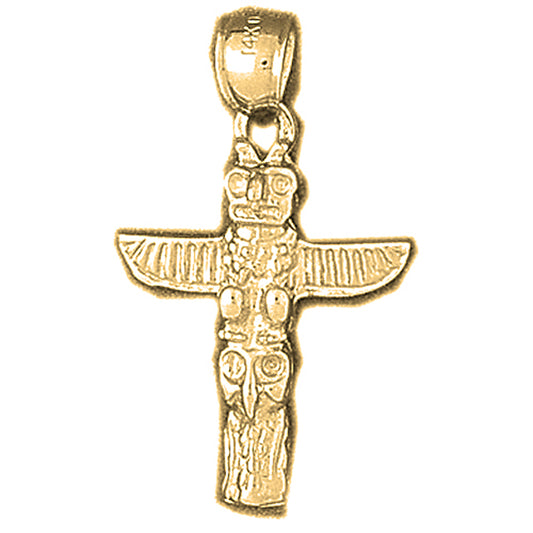 Yellow Gold-plated Silver Totem Pole Pendant