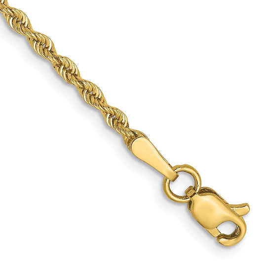 10K Yellow Gold 2mm Solid Regular Rope Chain