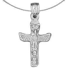 Sterling Silver Totem Pole Pendant (Rhodium or Yellow Gold-plated)