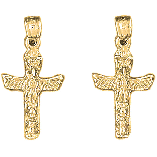 14K or 18K Gold 28mm Totem Pole Earrings