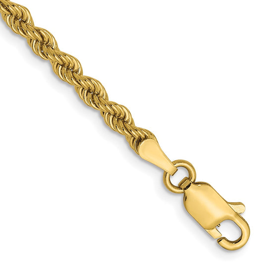 10K Yellow Gold 2.25mm Solid Regular Rope Chain