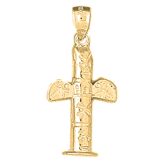 Yellow Gold-plated Silver 3D Totem Poe Pendant