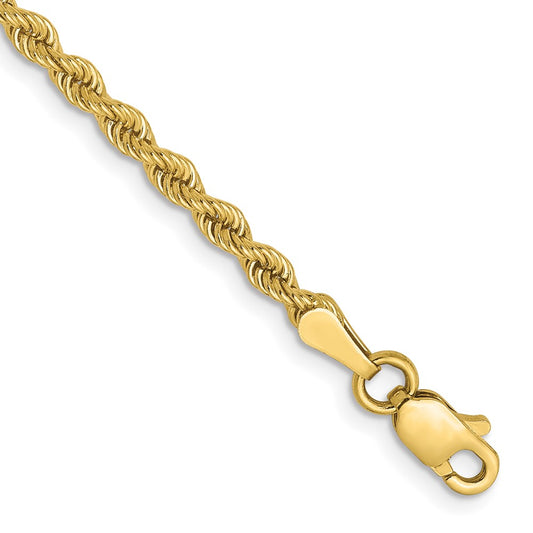 10K Yellow Gold 2.5mm Solid Regular Rope Chain
