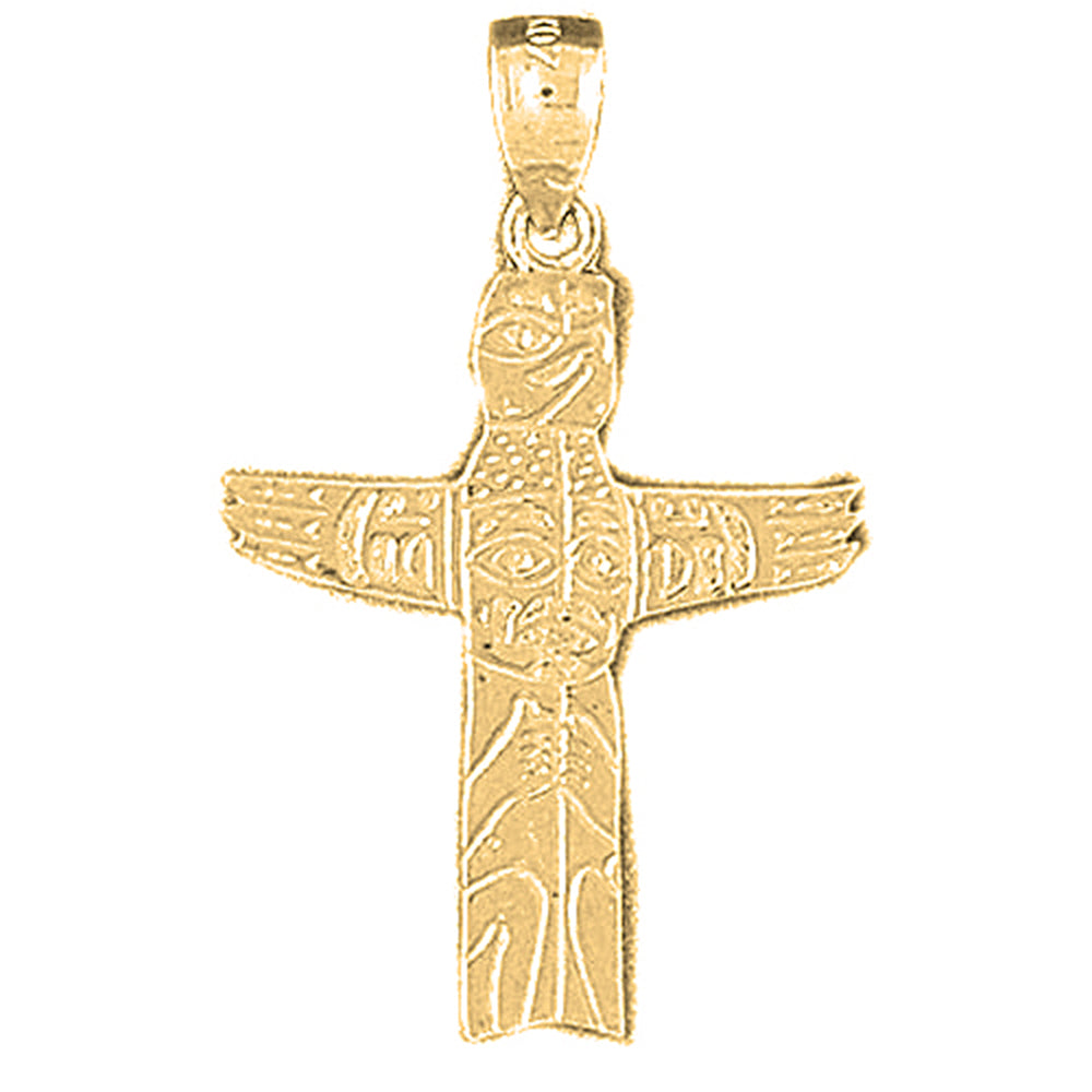 Yellow Gold-plated Silver Totem Pole Pendant
