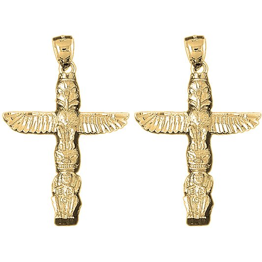 Yellow Gold-plated Silver 46mm Totem Pole Earrings