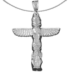 Sterling Silver Totem Pole Pendants (Rhodium or Yellow Gold-plated)