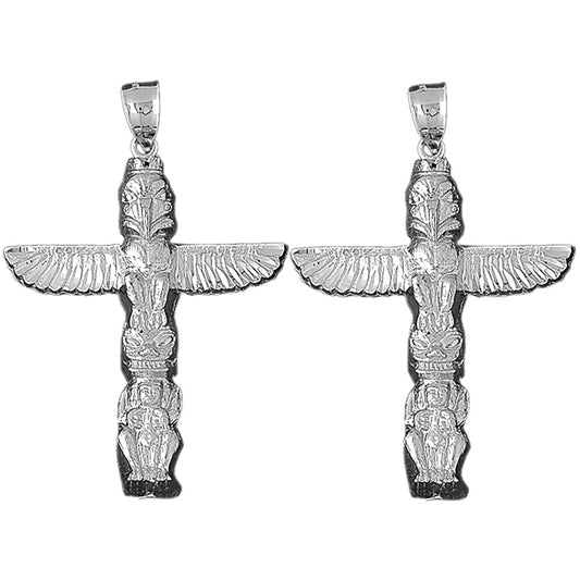 Sterling Silver 60mm Totem Pole Earrings