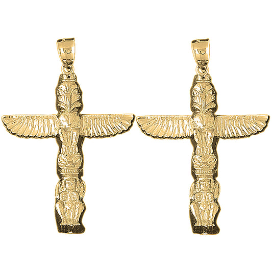 Yellow Gold-plated Silver 60mm Totem Pole Earrings