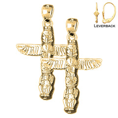 14K or 18K Gold 33mm Totem Pole Earrings