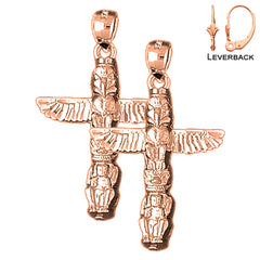 14K or 18K Gold 33mm Totem Pole Earrings