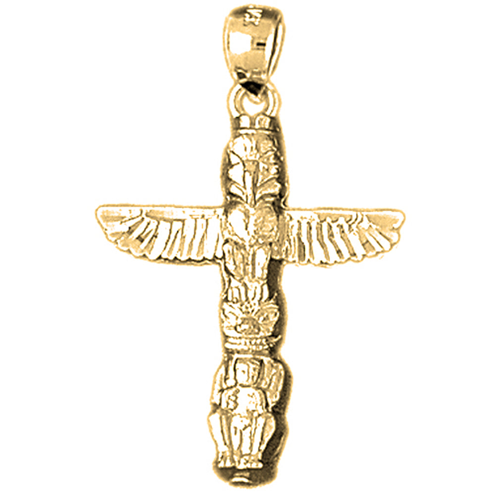Yellow Gold-plated Silver Totem Pole Pendants
