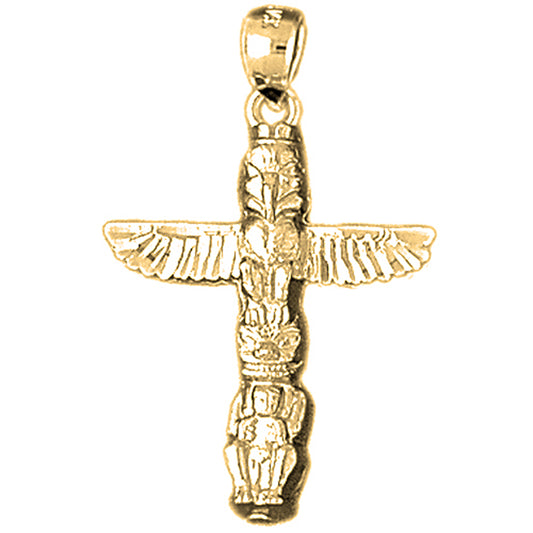 Yellow Gold-plated Silver Totem Pole Pendants